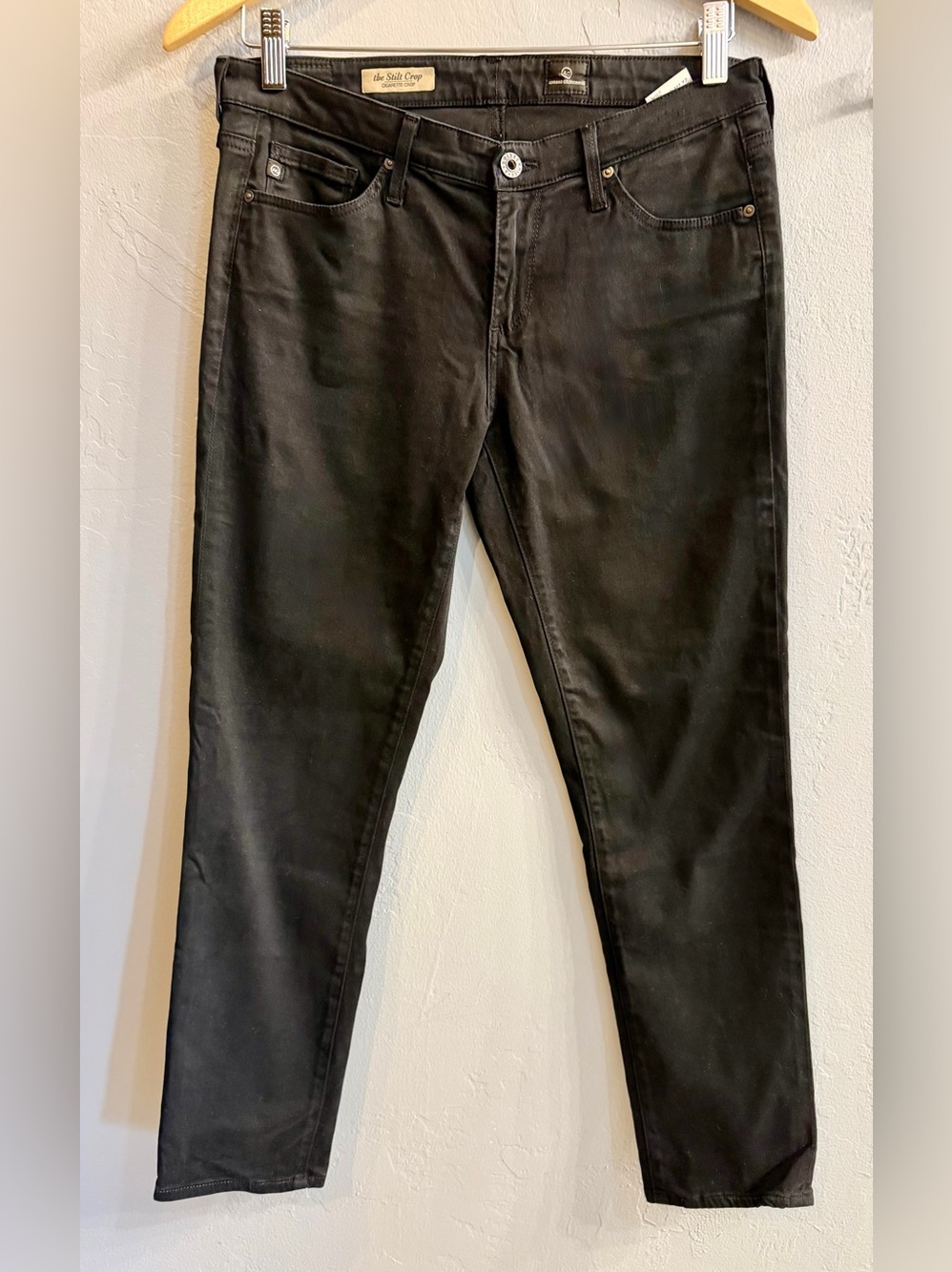 AG Adriano Goldschmied Black Cropped Slim Jeans